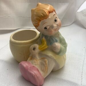 Child Duck Vase Small Planter Trinket Dish Vintage Occupied Japan